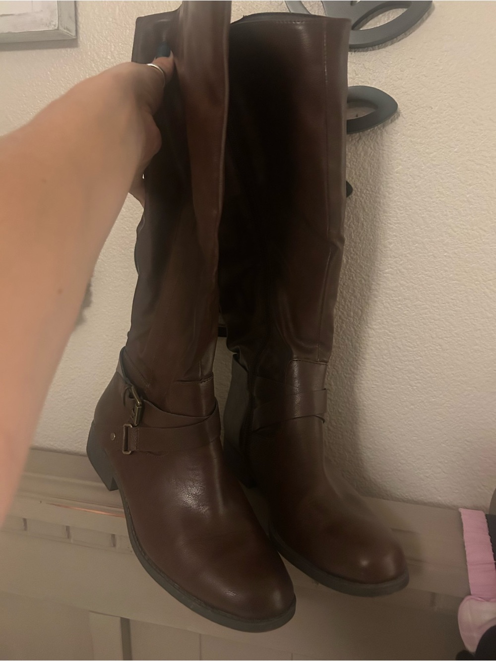 Style & Co. Brown Tall Leather Heeled Riding Boots